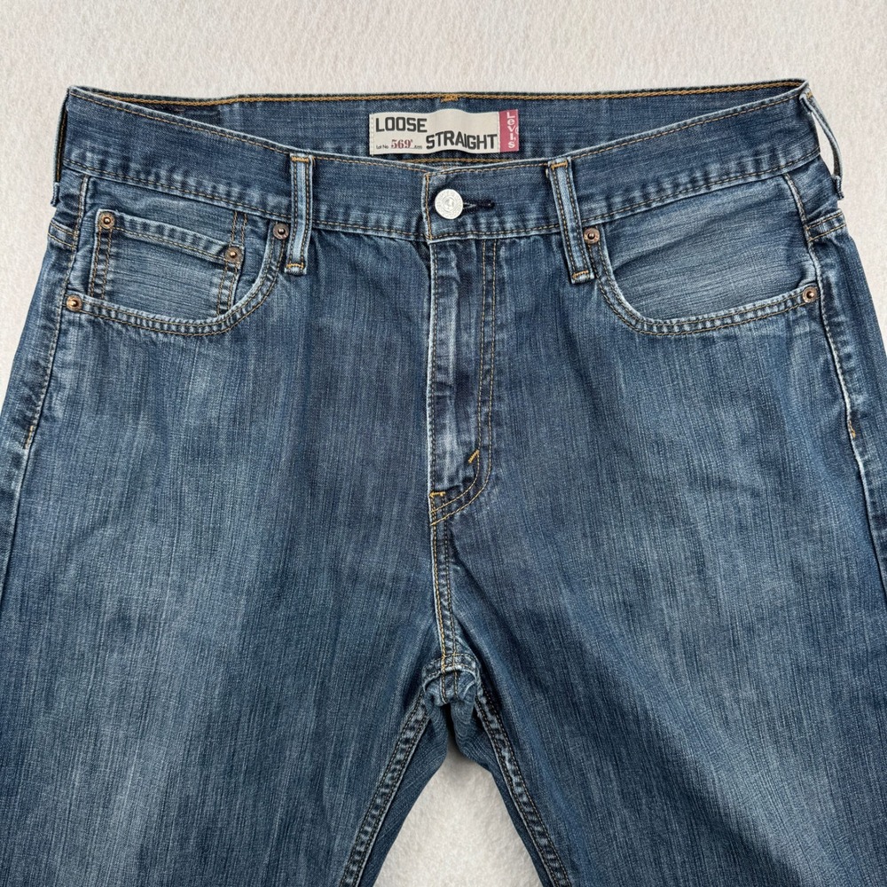 Levis 569 Loose Straight Leg Jeans Mens 34x34 (34x30) Dark Wash Blue Denim 2011